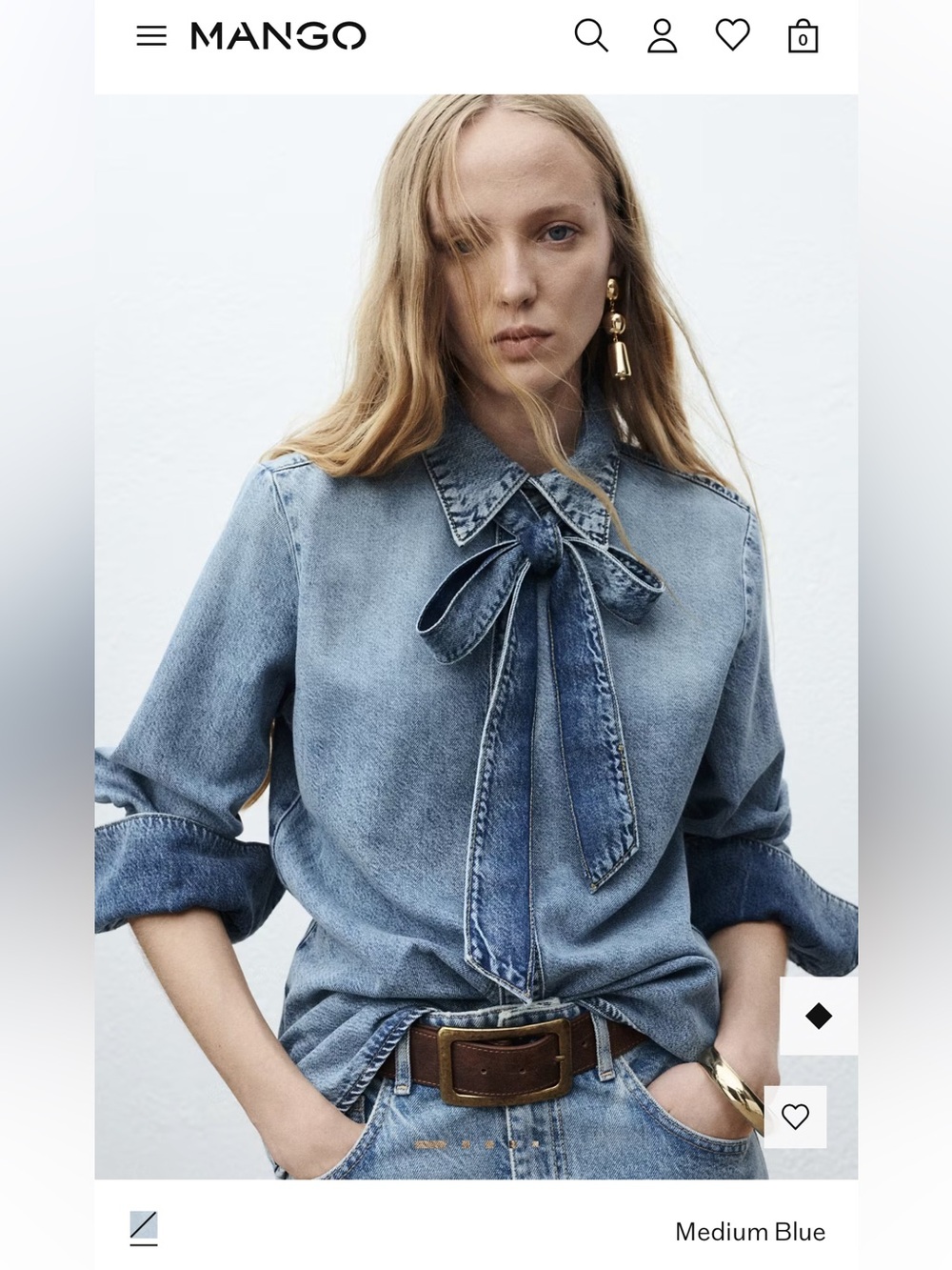 Mango DENIM SHIRT WITH BOW